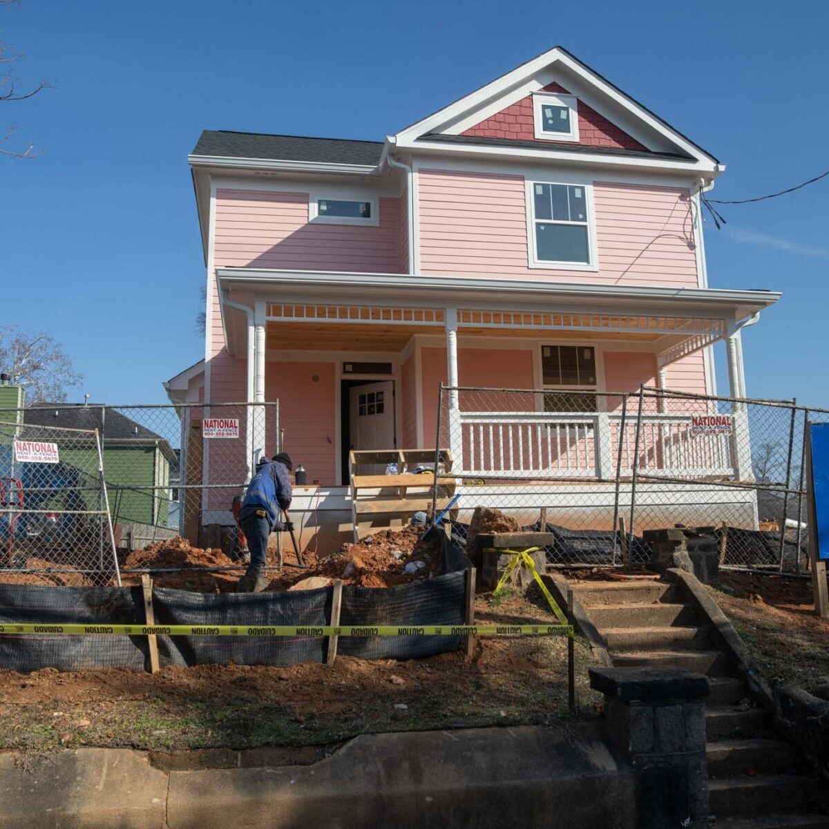 Construction being done on a house in Atlanta
