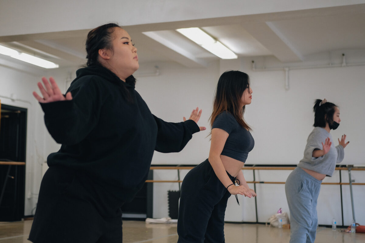 Three dancers in the studio