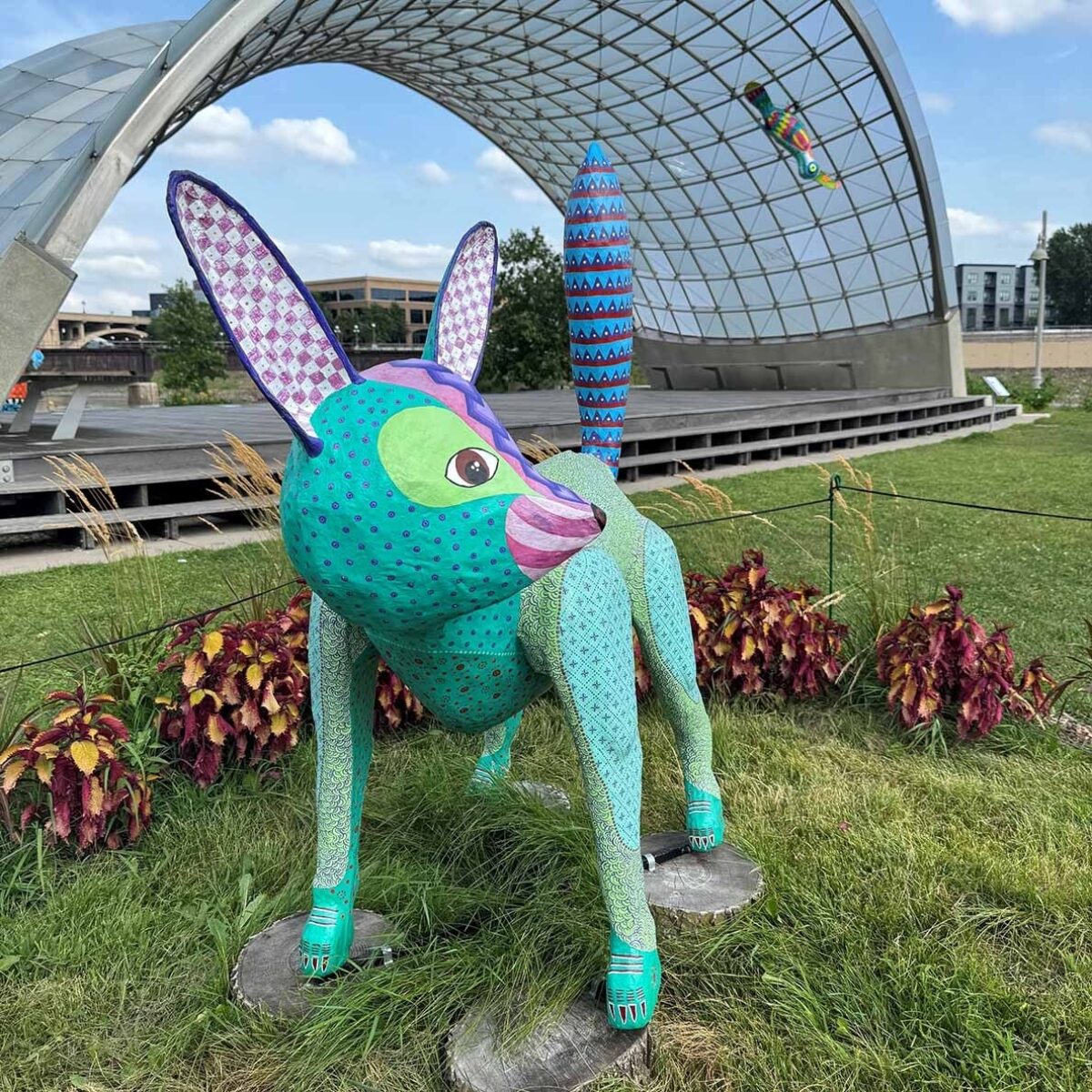 Colorful sculpture of animal on Raspberry Island