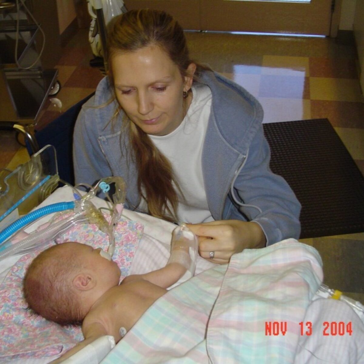 Janet with Katie in the NICU