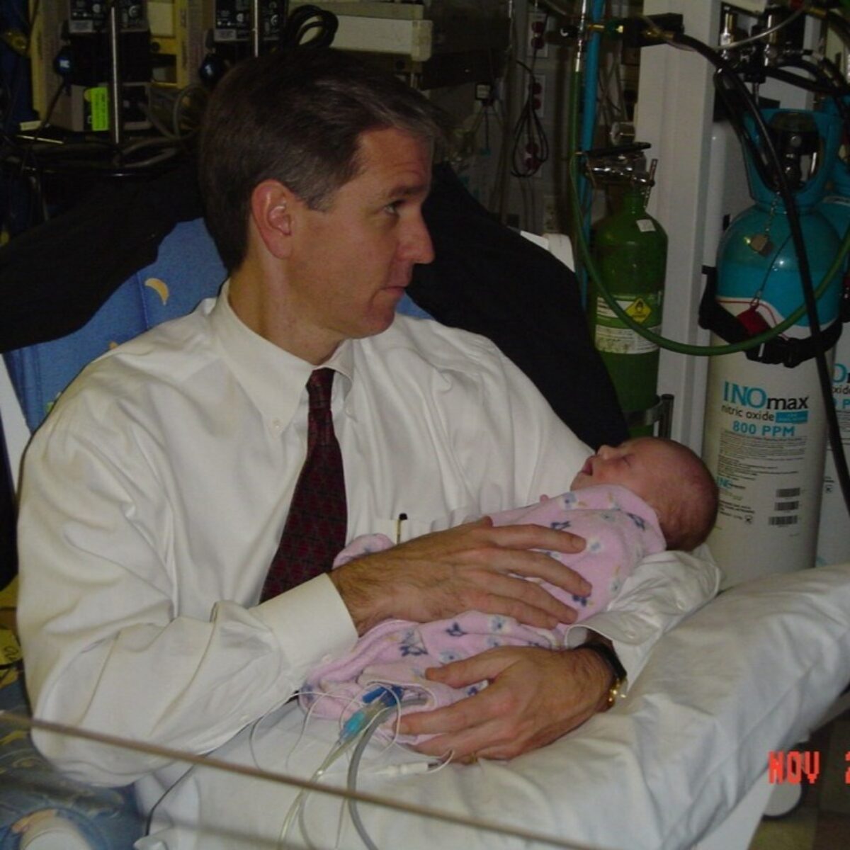 Jeff with Katie in the NICU