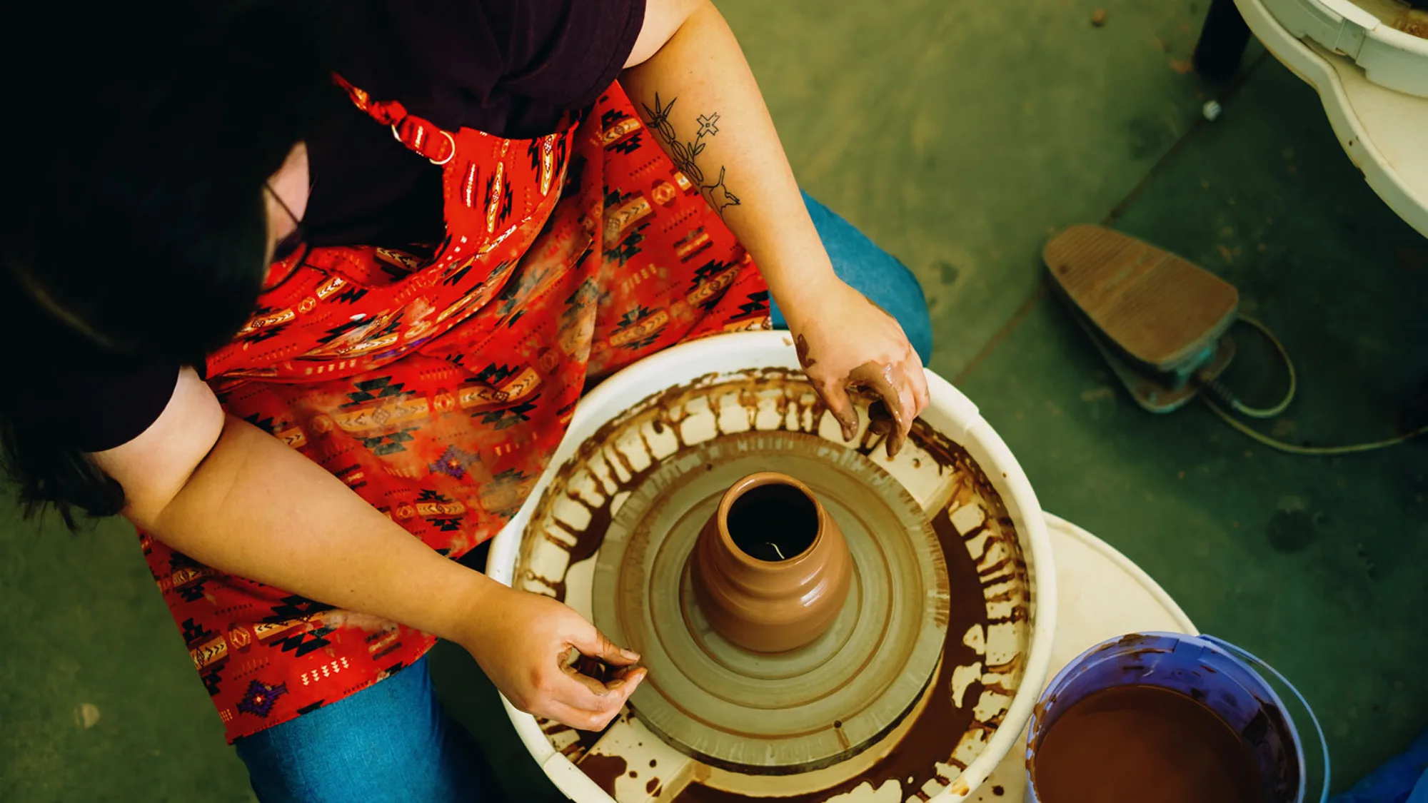 Rochelle at the pottery wheel hero