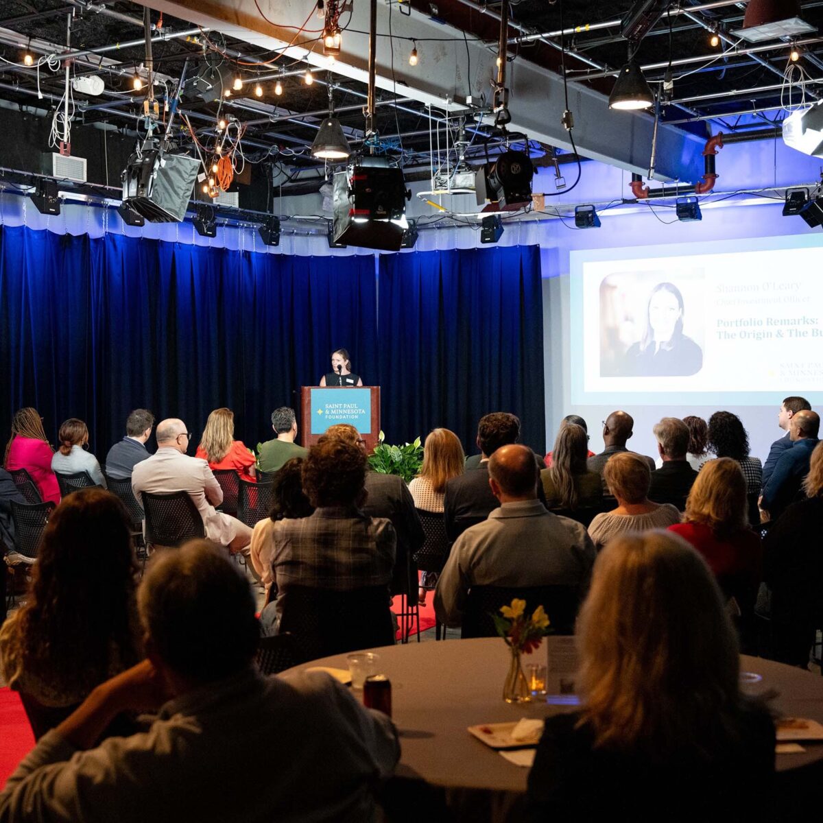Shannon speaking at investment portfolio launch event